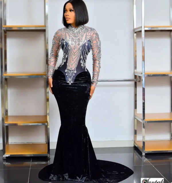 Women Long Crystal Evening Dresses - Image 2